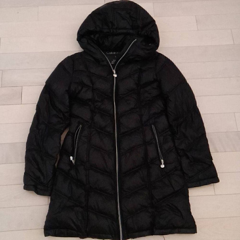 Calvin Klein Women's Chevron Quilting Casual Lightweight Jacket Black Small